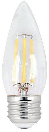 Feit Electric BPETC40/827/LED/2 LED Lamp, Specialty, Torpedo Tip Lamp, 40 W Equivalent, E26 Lamp Base, Dimmable, Clear